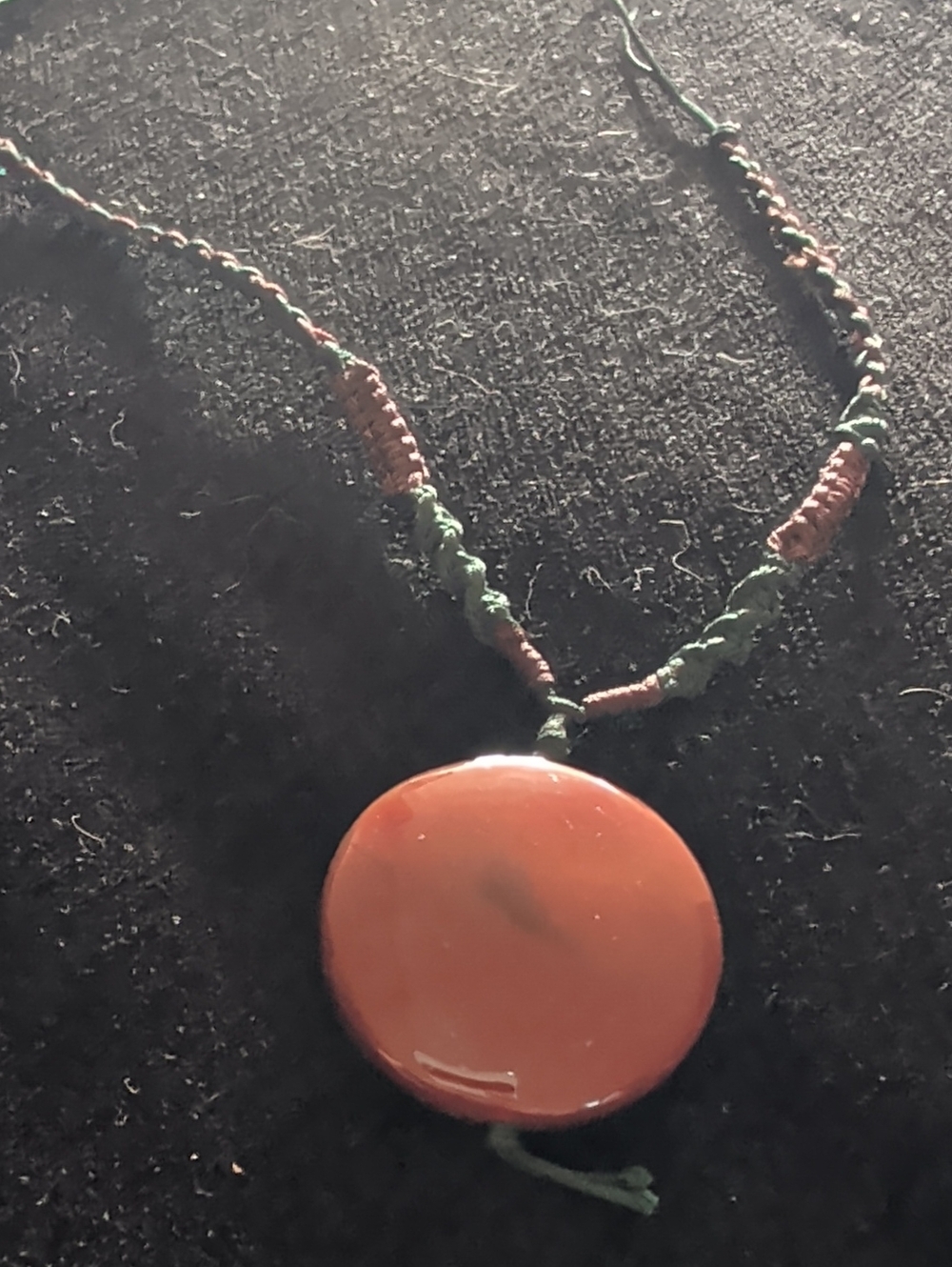 Handcrafted Macrame Necklace With Red Stone Pendant - Adjustable Length